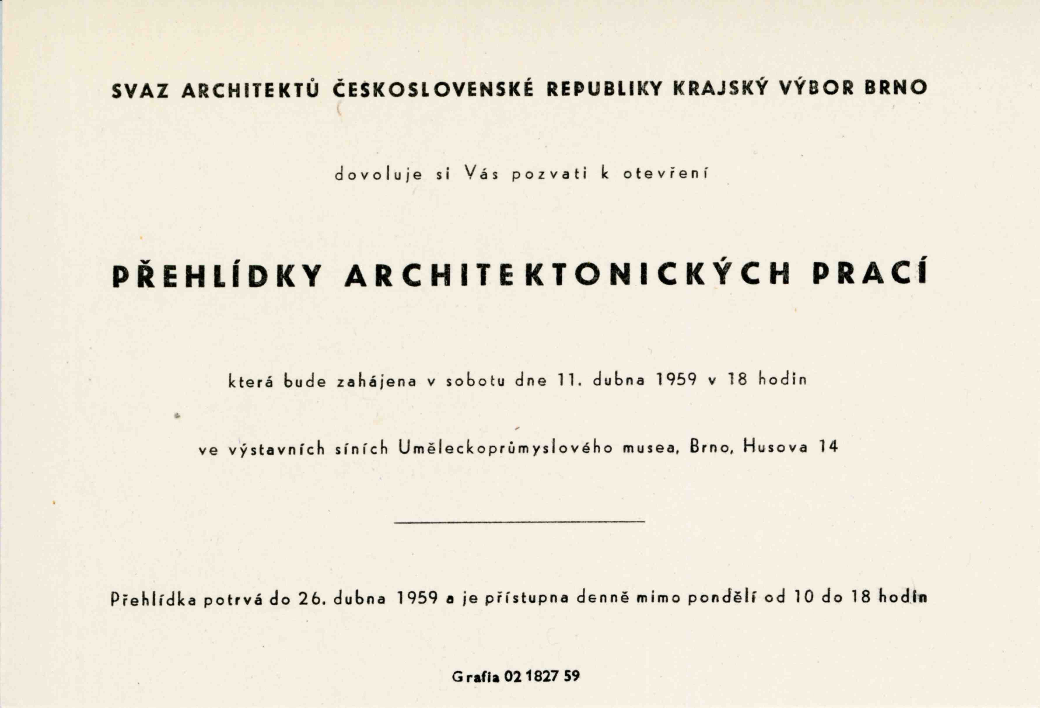 Veletržní výstaviště – Brno 1959