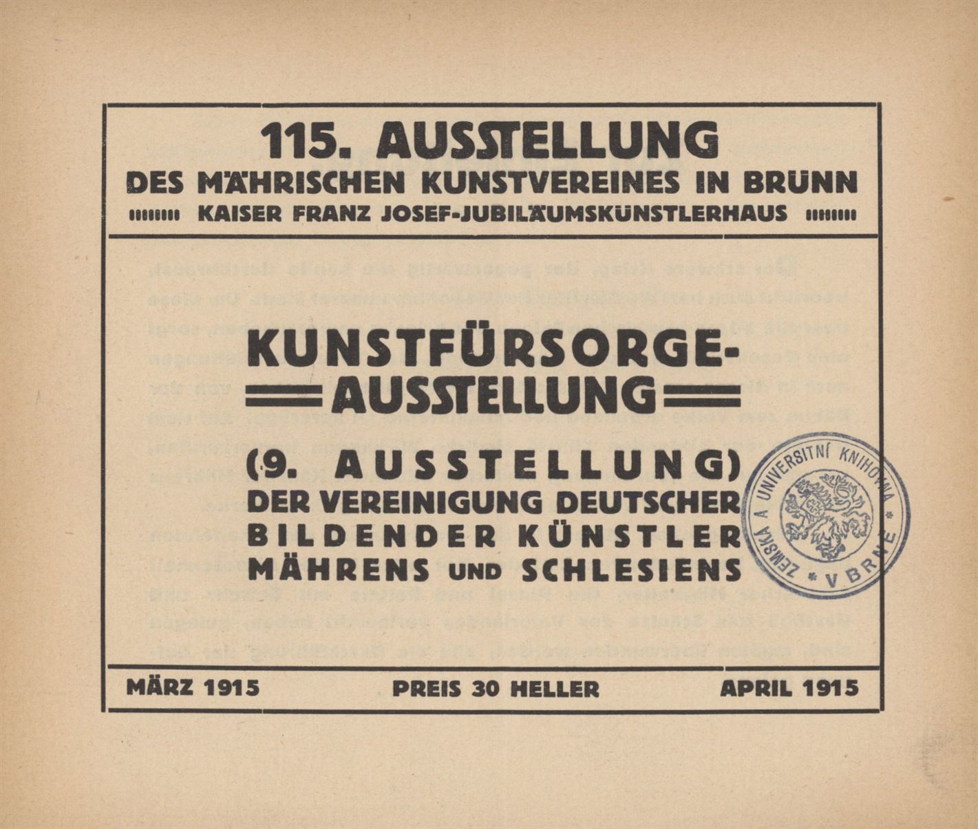 Vereinigung der deutschen bildenden Künstler Mährens und Schlesiens (115. výstava)