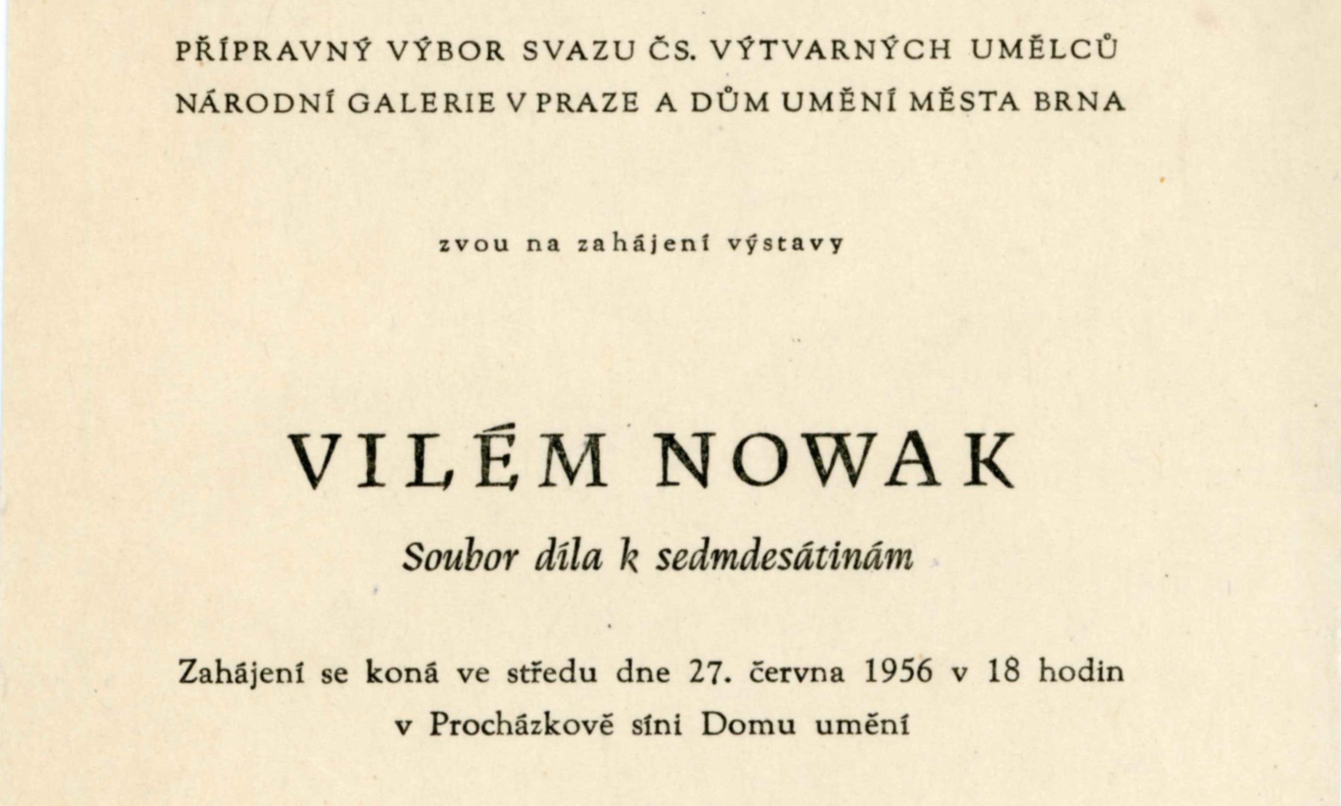 Vilém Nowak, soubor díla k sedmdesátinám