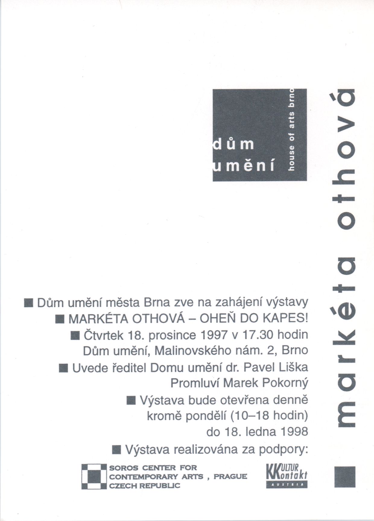 Markéta Othová. Oheň do kapes!