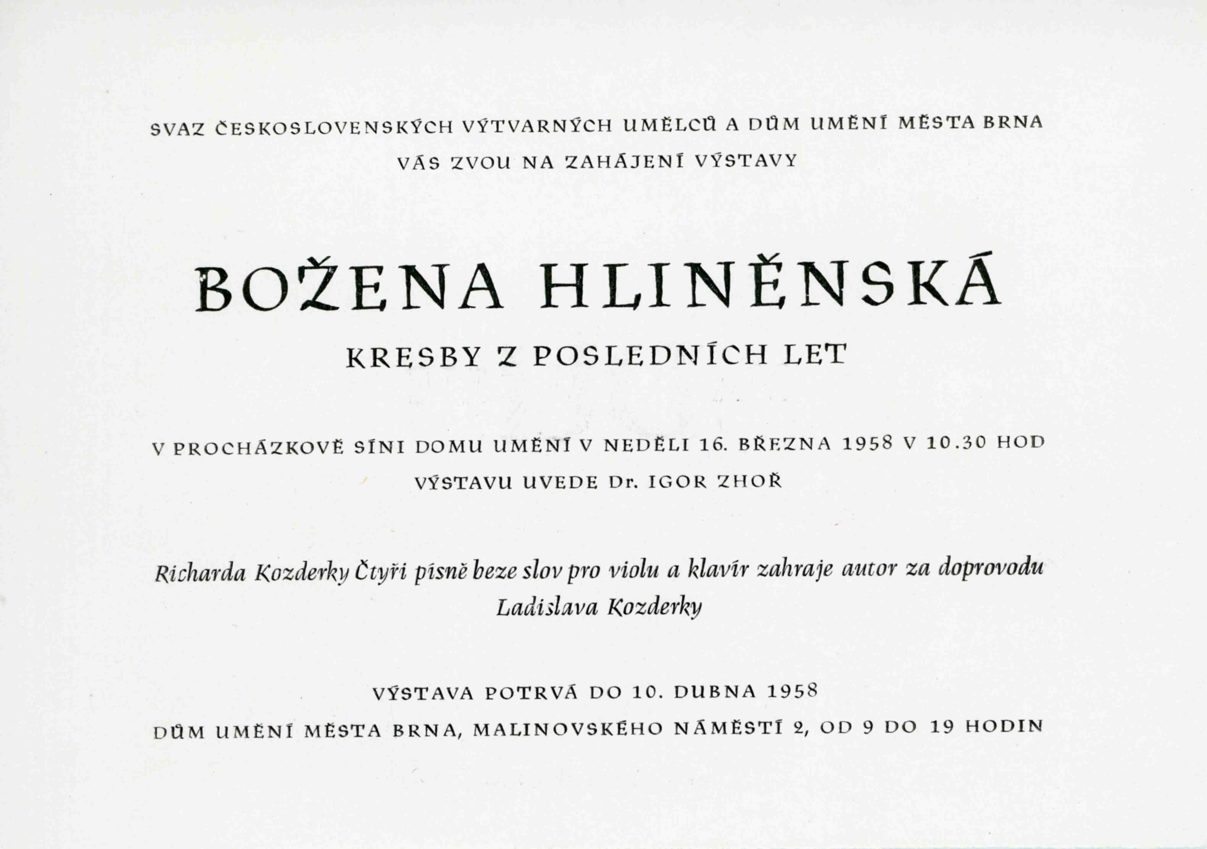 Božena Hliněnská – kresby z posledních let
