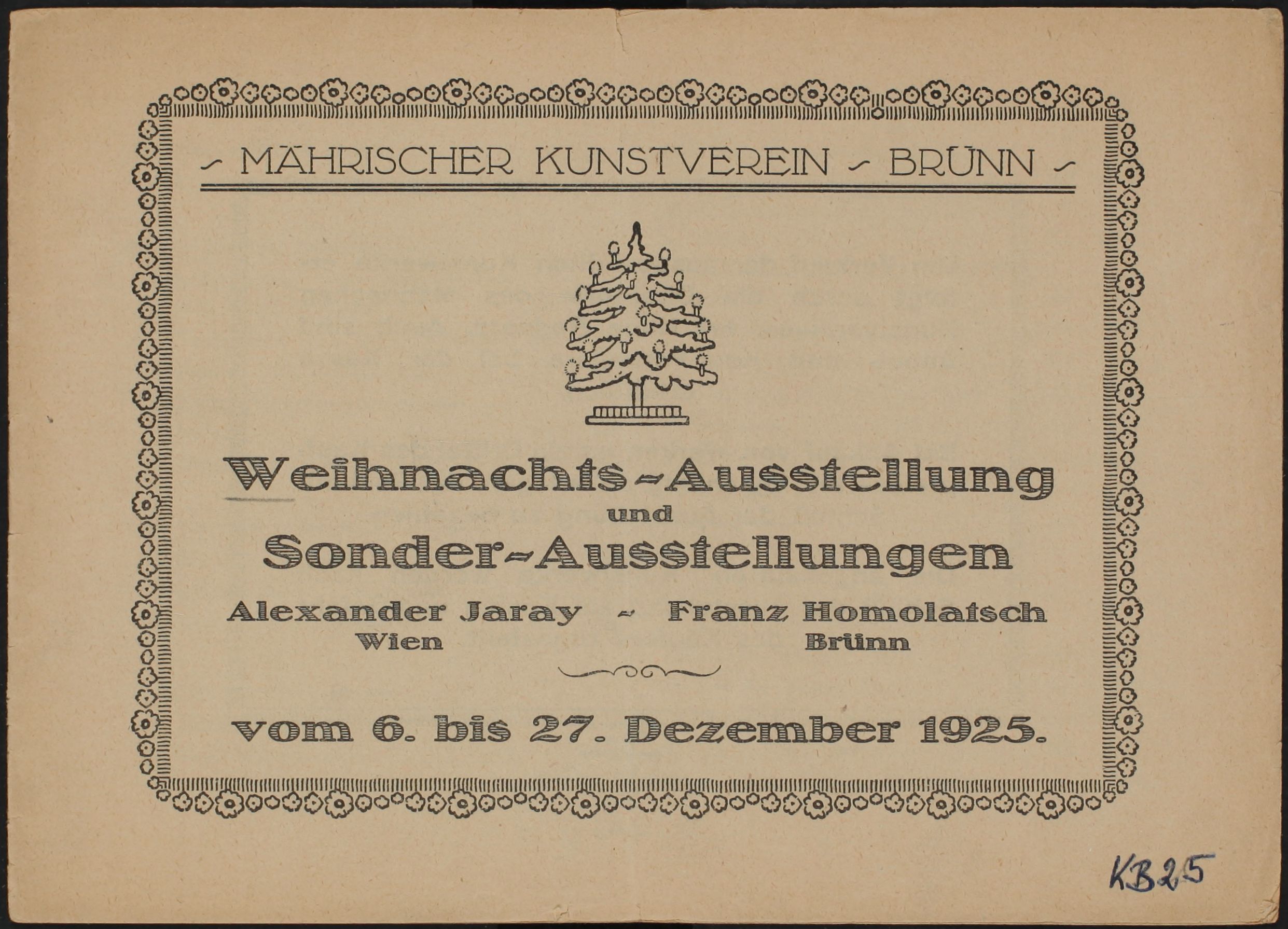 Weihnachtsausstellung – Alexander Jaray – Franz Homolatsch