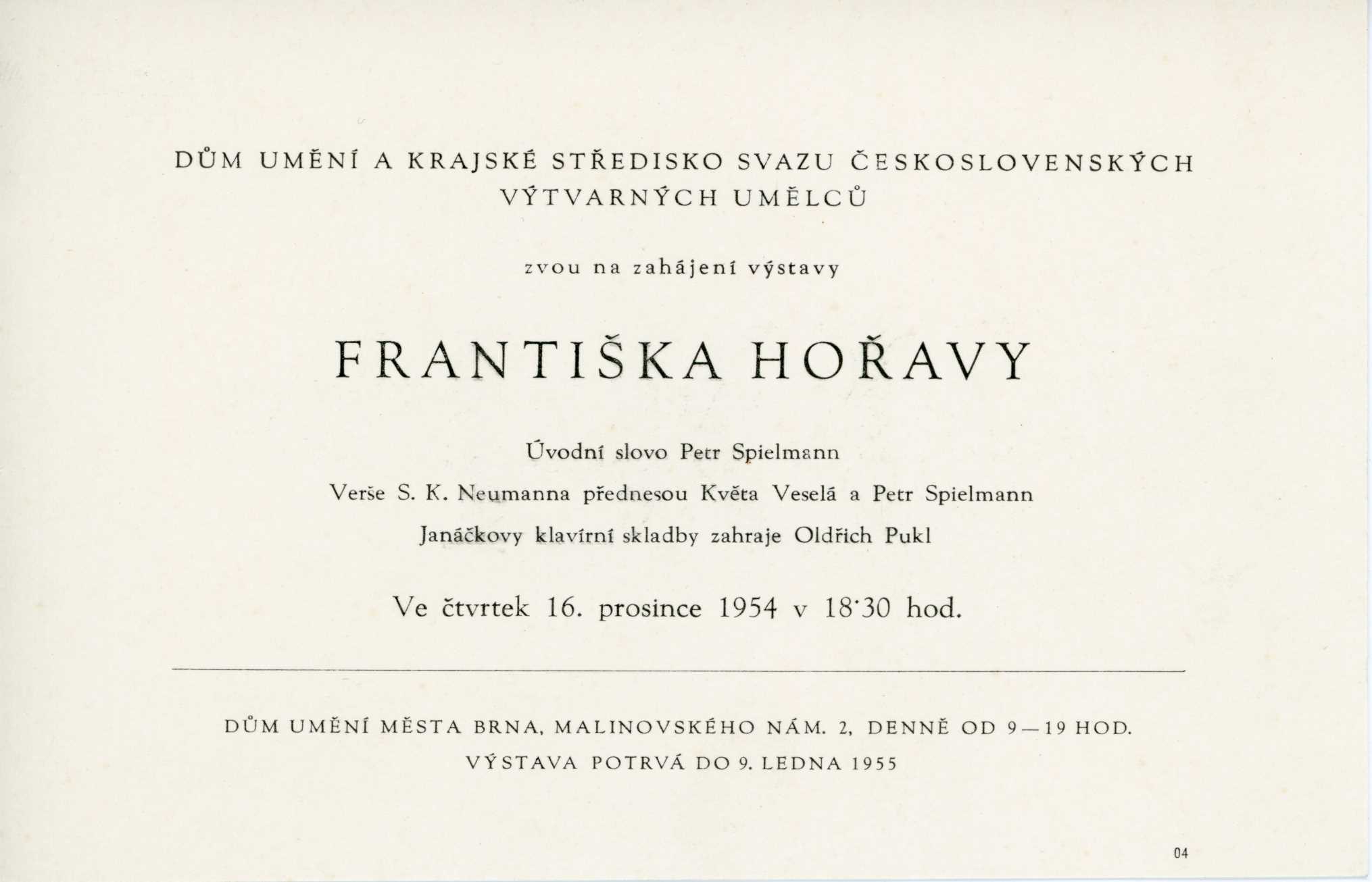 Plastiky, obrazy a&nbsp;kresby Františka Hořavy