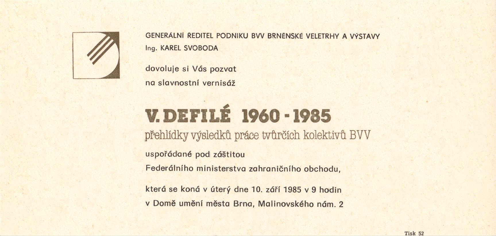 V. Defilé 1960–1985, přehlídky práce tvůrčích kolektivů BVV