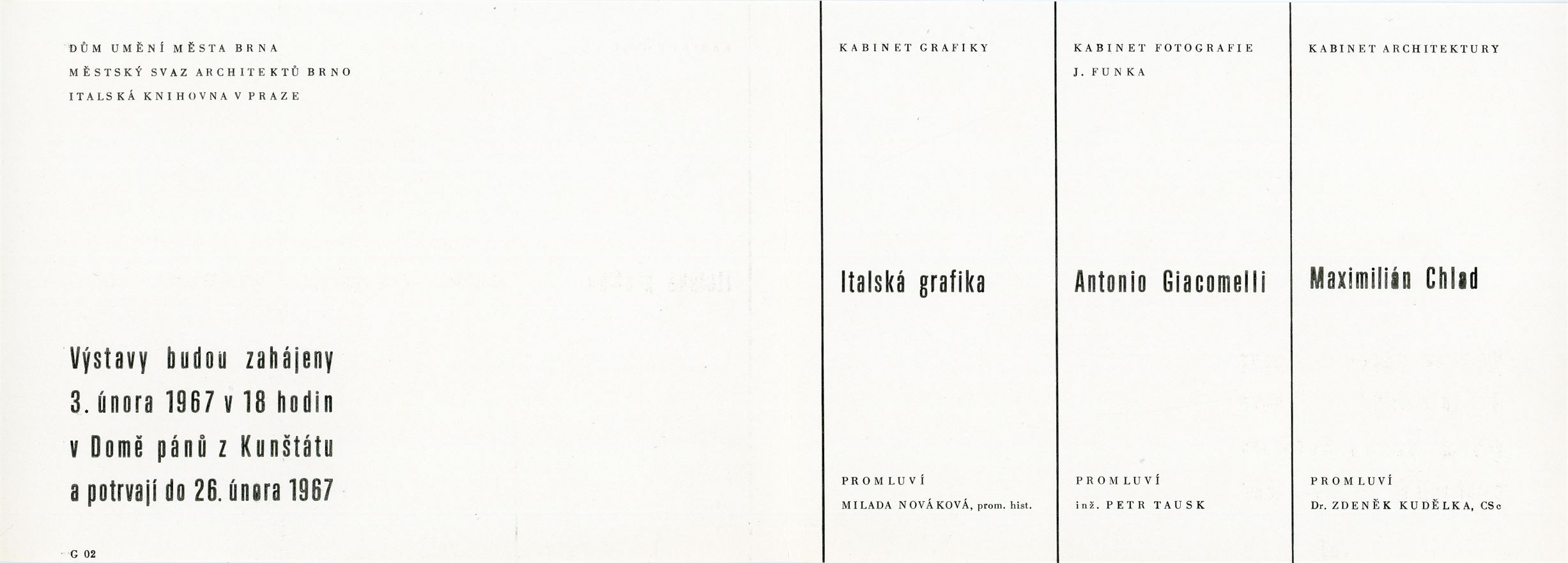Maximilian Chlad, výběr z prací z r. 1962–1966