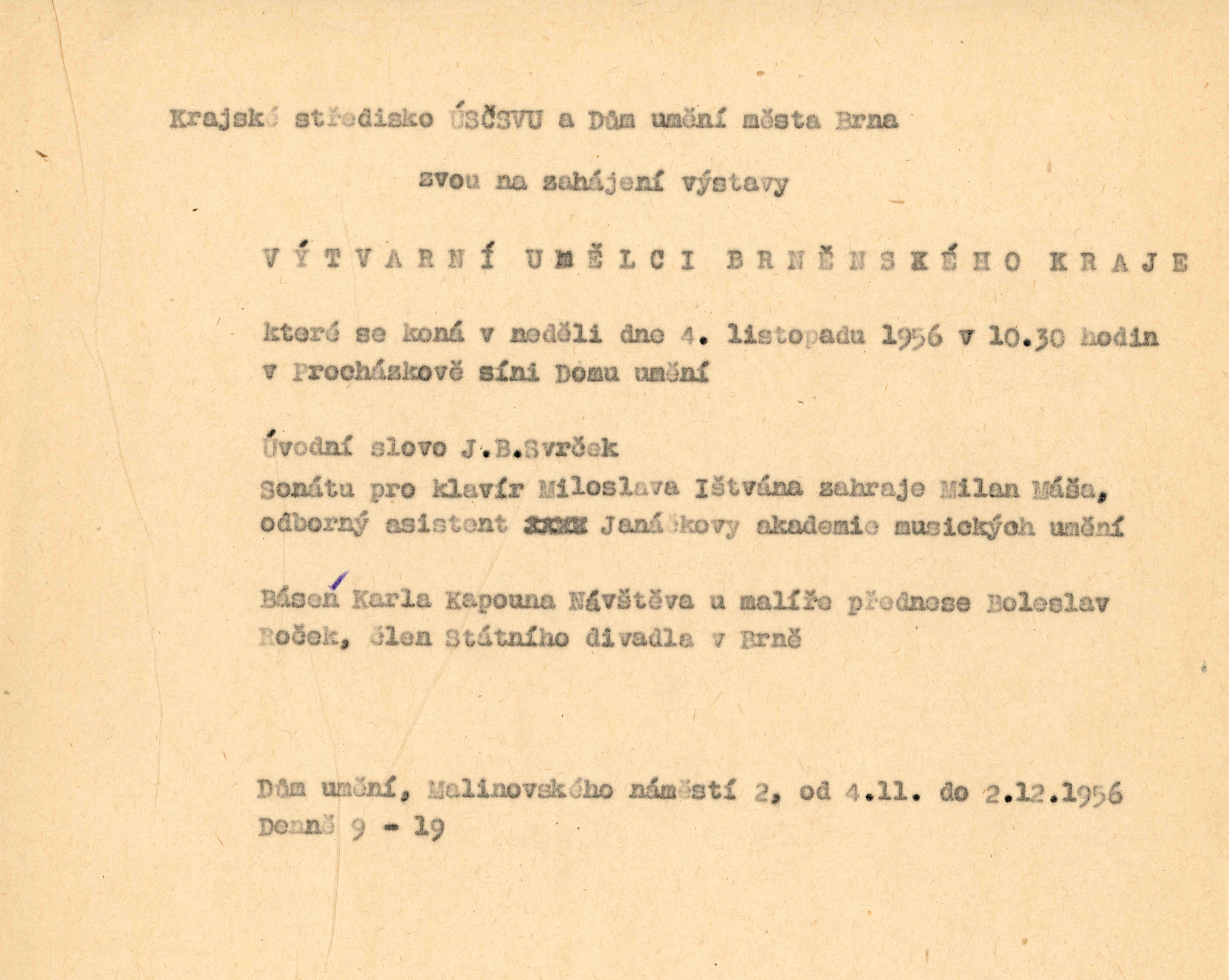 Výtvarní umělci brněnského kraje. Šestá členská výstava