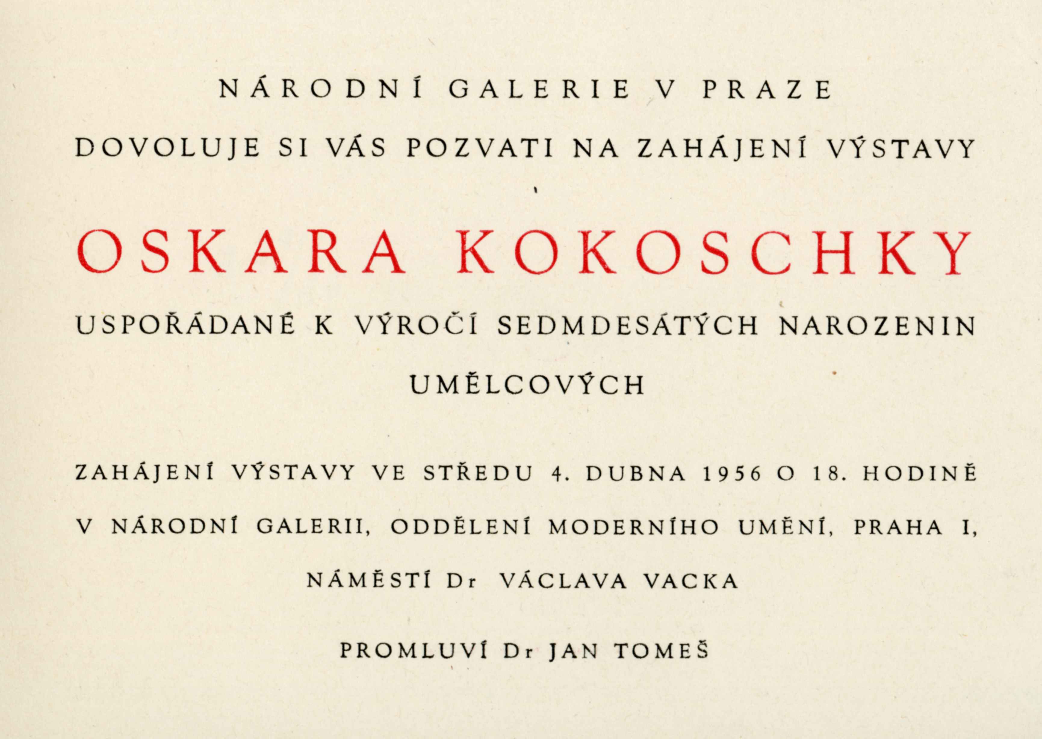 Oskar Kokoschka, k&nbsp;70. narozeninám