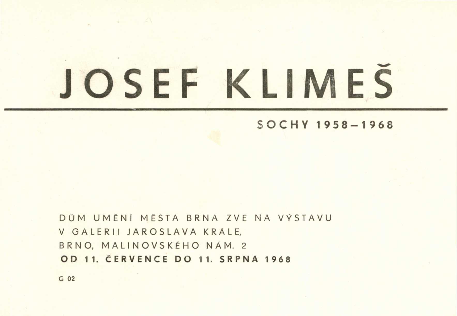 Josef Klimeš – sochy 1958 až 1968