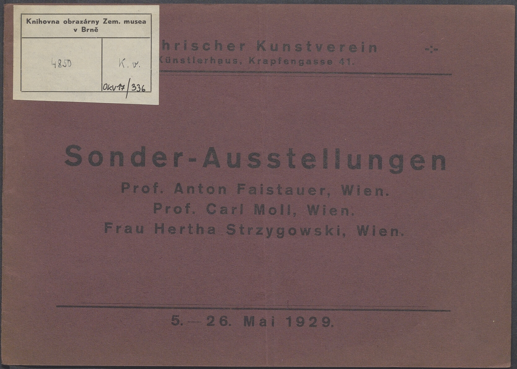 Anton Faistauer – Karl Moll – Hertha Strzygowski