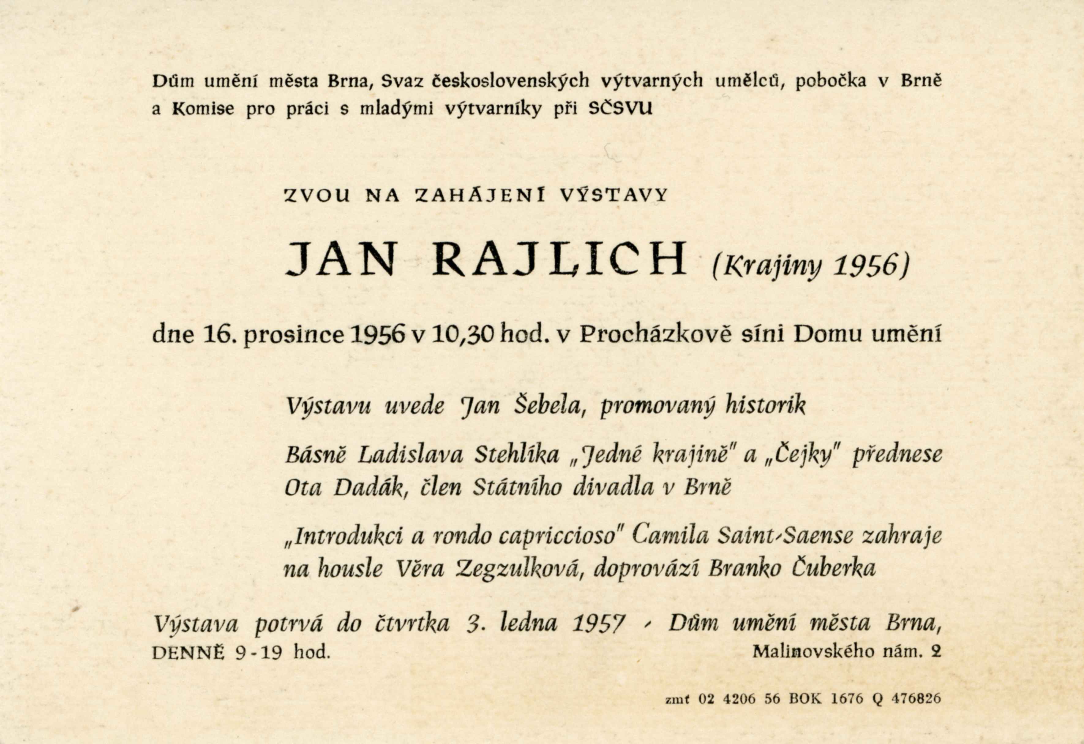 Jan Rajlich. Krajiny 1956 – oleje, akvarely, kresby