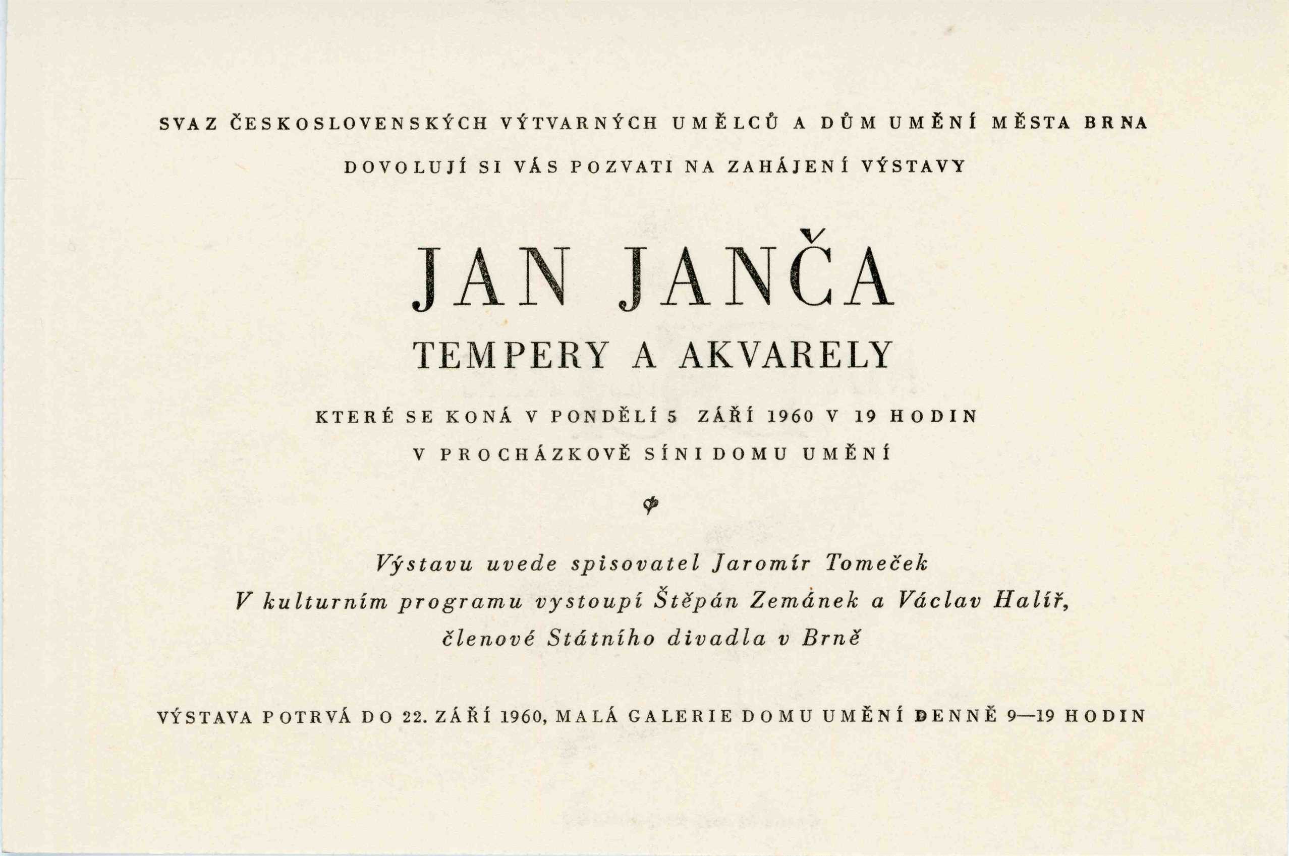 Jan Janča – tempery a&nbsp;akvarely