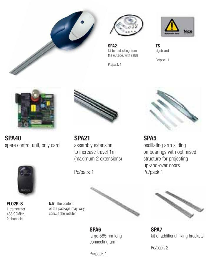 SPIDOKCE - stropní pohon garážových vrat Nice do 60 kg