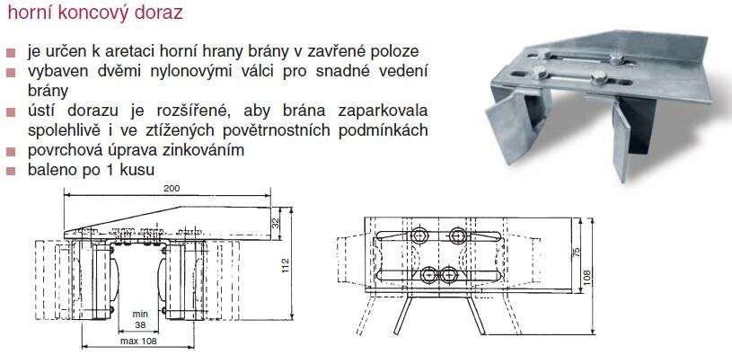 Horní koncový doraz pro posuvnou bránu