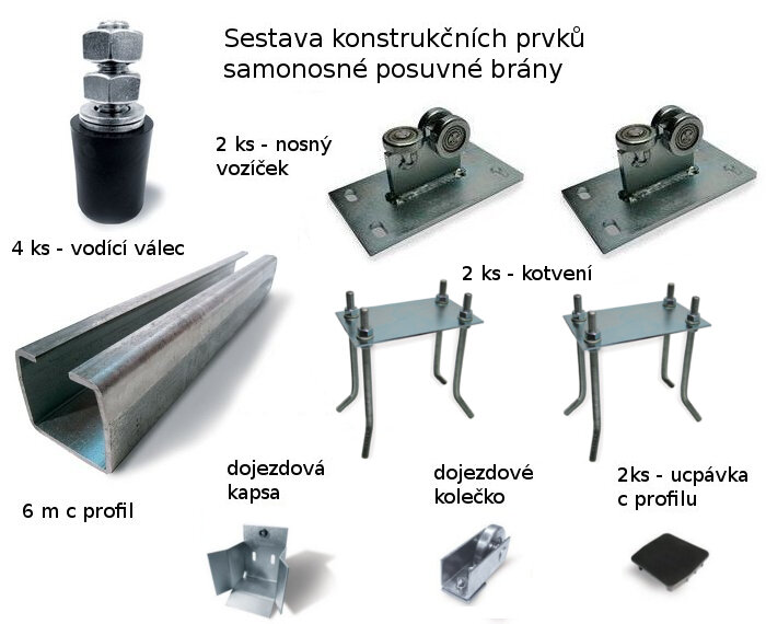C50.6.FE - sada pro samonosnou posuvnou bránu do 4,45 m průjezdu