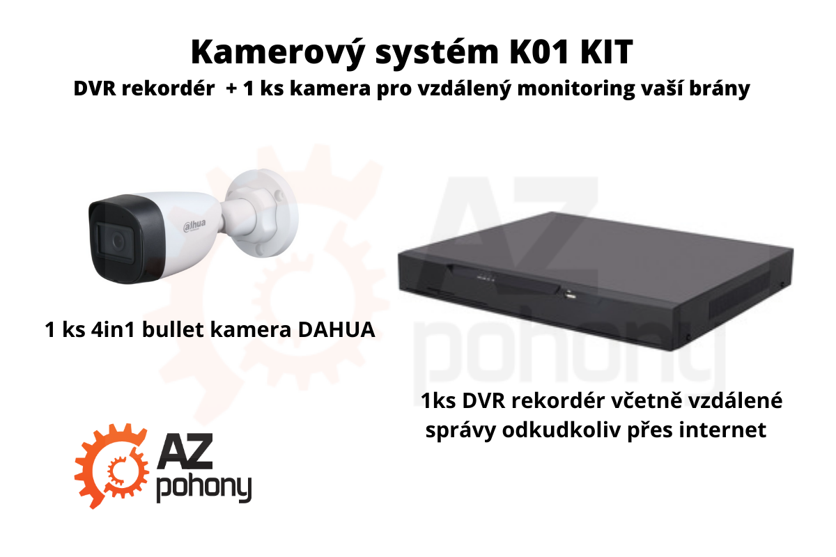 Kamerový systém K01 KIT - DVR rekordér + 1 ks kamera pro vzdálený monitoring vaší brány