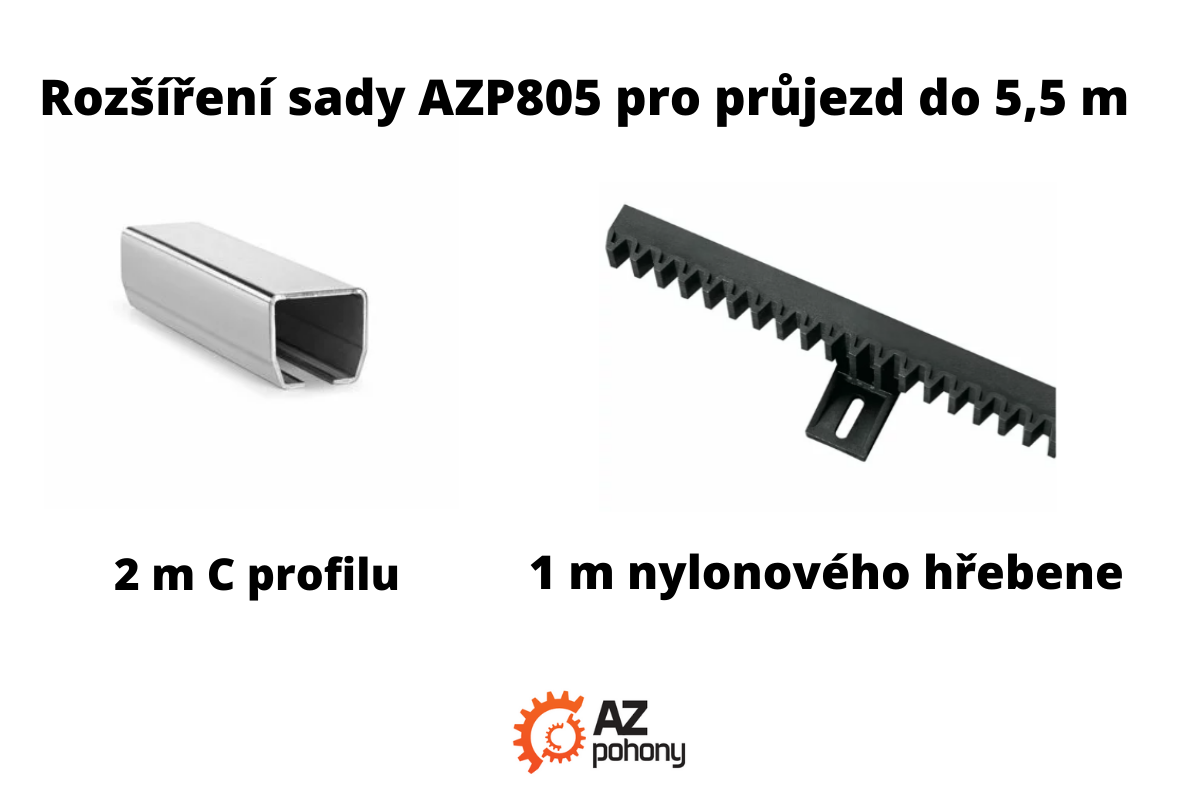 Rozšíření sady AZP805 pro průjezd do 5,5 m (1 m hřebene a&nbsp;2 m C profilu)