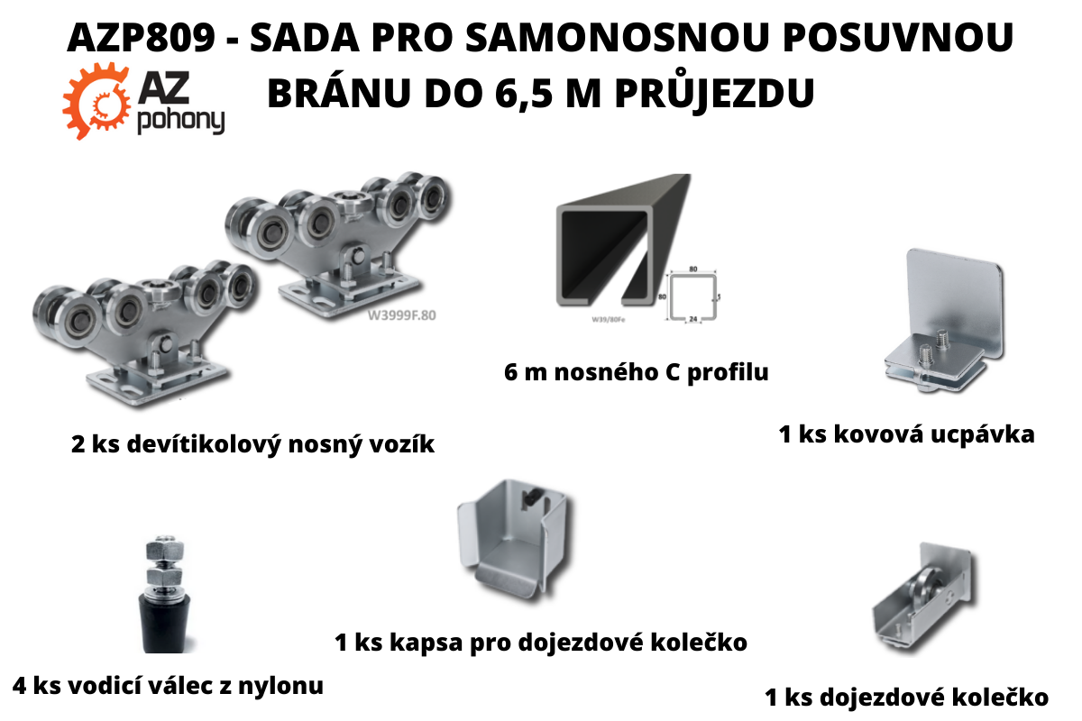 AZP809 - sada pro samonosnou posuvnou bránu do 7 m průjezdu, DOPRAVA ZDARMA!