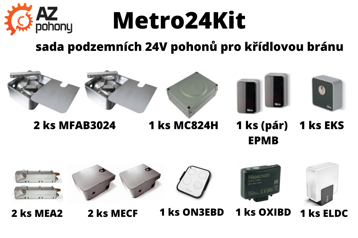 Metro24Kit - sada podzemních 24V pohonů pro křídlovou bránu