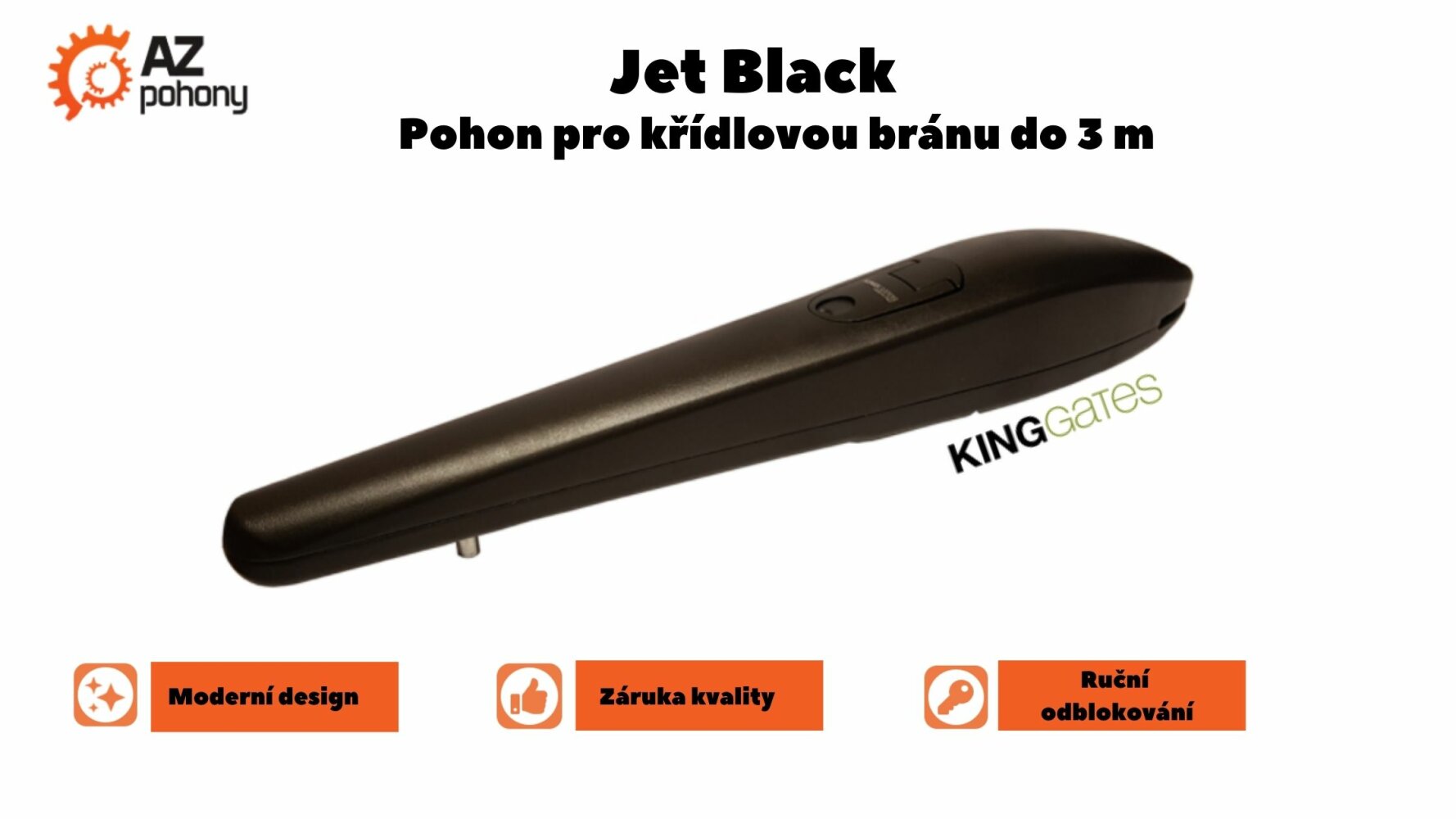 Jet Black - pohon pro křídlovou bránu do 3 m, 24V