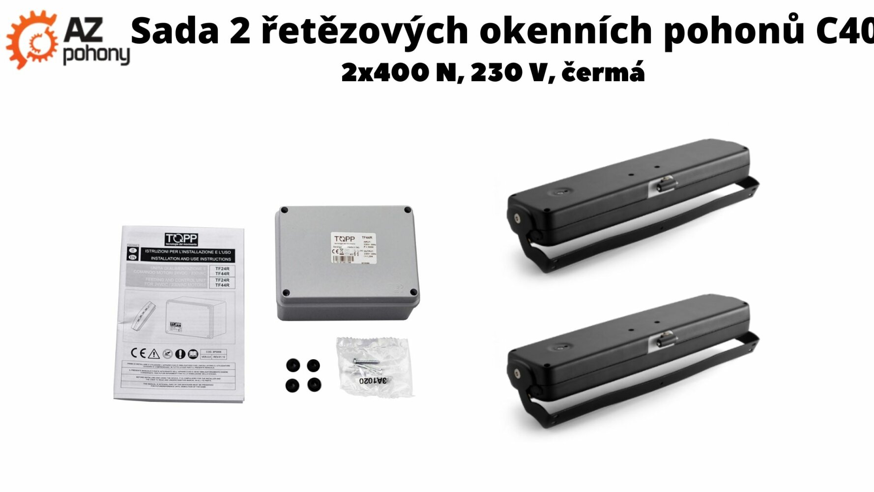 USA2C40 - Sada 2 řetězových okenních pohonů C40, 2x400 N, 230 V, šedá