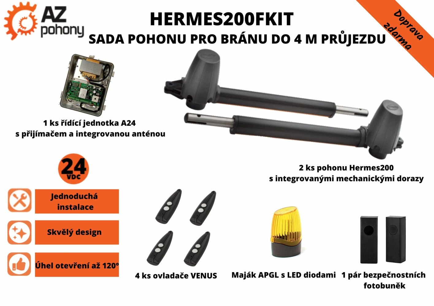 Hermes200FKit - sada pohonu pro bránu do až 4 m průjezdu