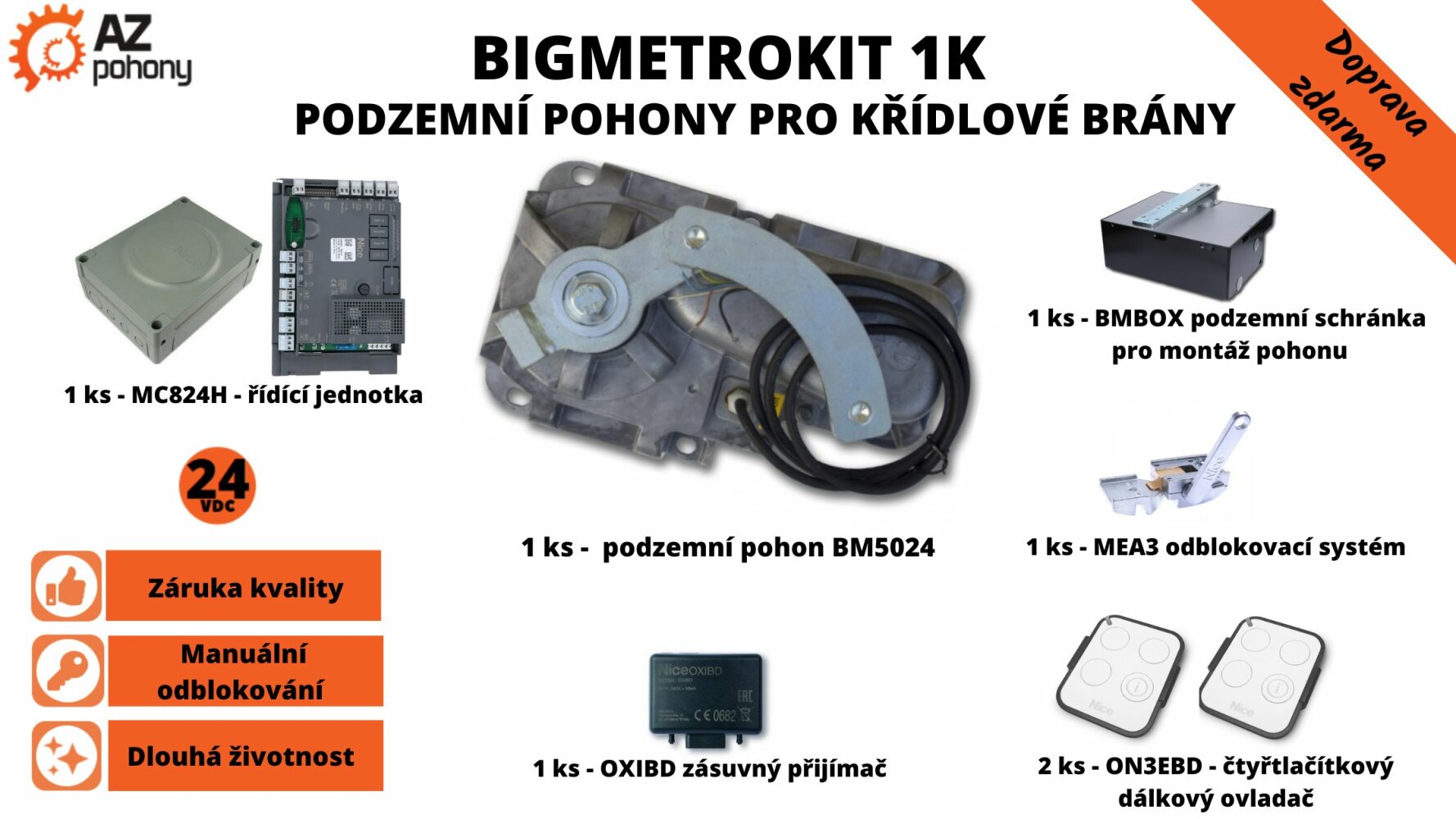 BigMetroKit 1K - podzemní pohony pro křídlové brány