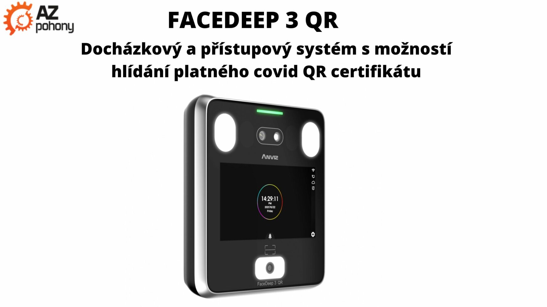 FaceDeep 3 QR - docházkový a přístupový systém s možností hlídání platného Covid QR certifikátu