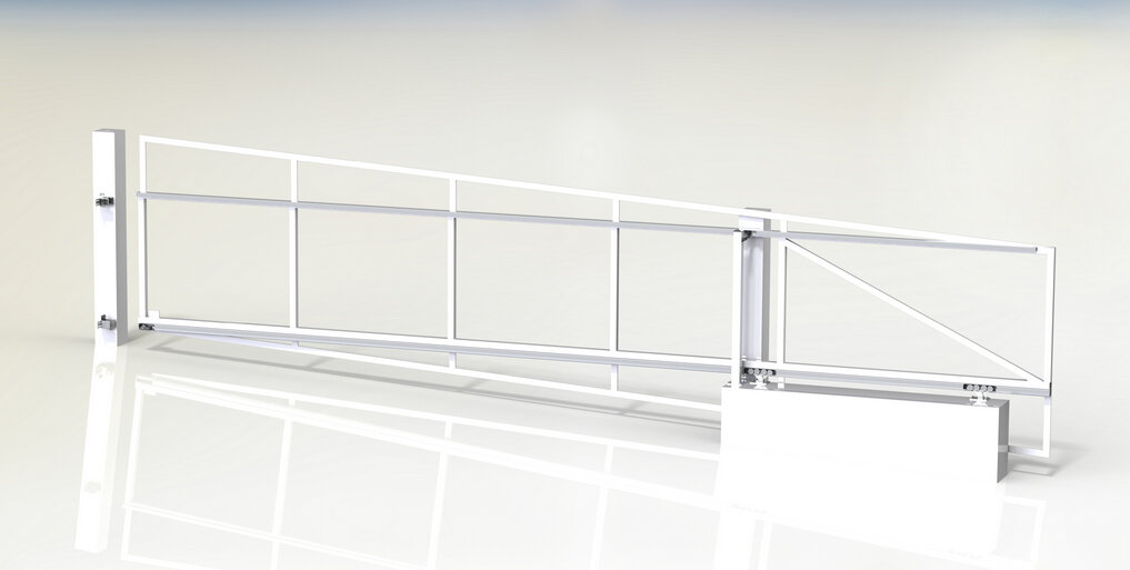 AZP9586K - sestava pro samonosnou posuvnou bránu do svahu až do 8 m průjezdu