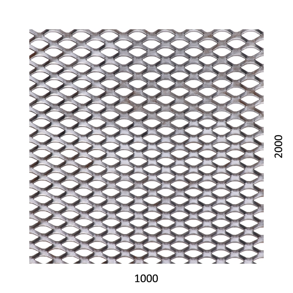 tahokov Fe kosočtvercová oka: 22x12mm, můstek: 3mm (2000x1000x1,5mm)