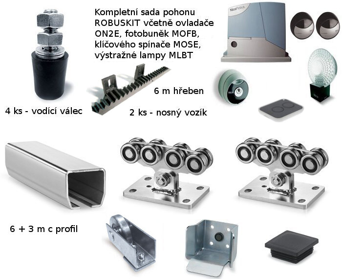 KRMRB6/L5 - komplet pro samonosnou posuvnou bránu do 400 kg