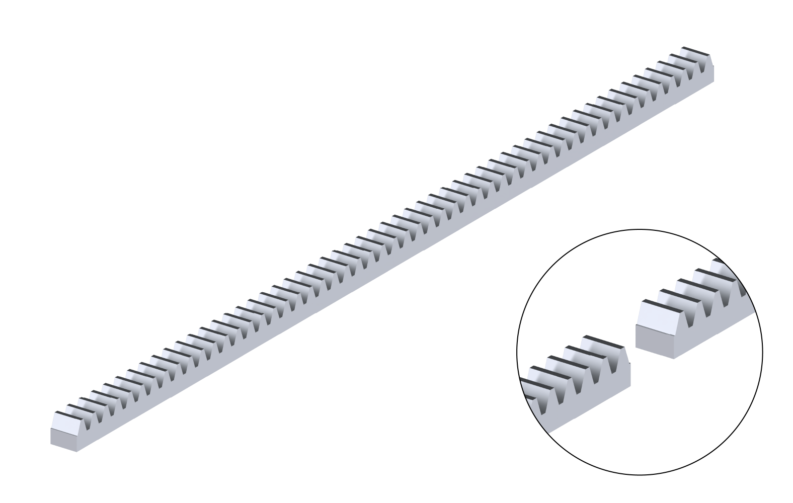 Hřeben kovový 30 x 30 mm, 1000 mm, pro pohony s&nbsp;pastorkem M6, max. do 5000kg, pozinkovaný, cena za kus