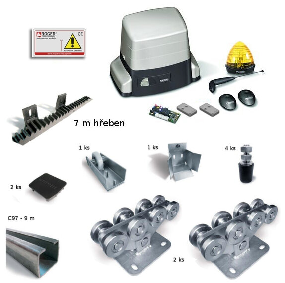 KR9R30/L6,5 - komplet pro samonosnou posuvnou bránu do 600 kg