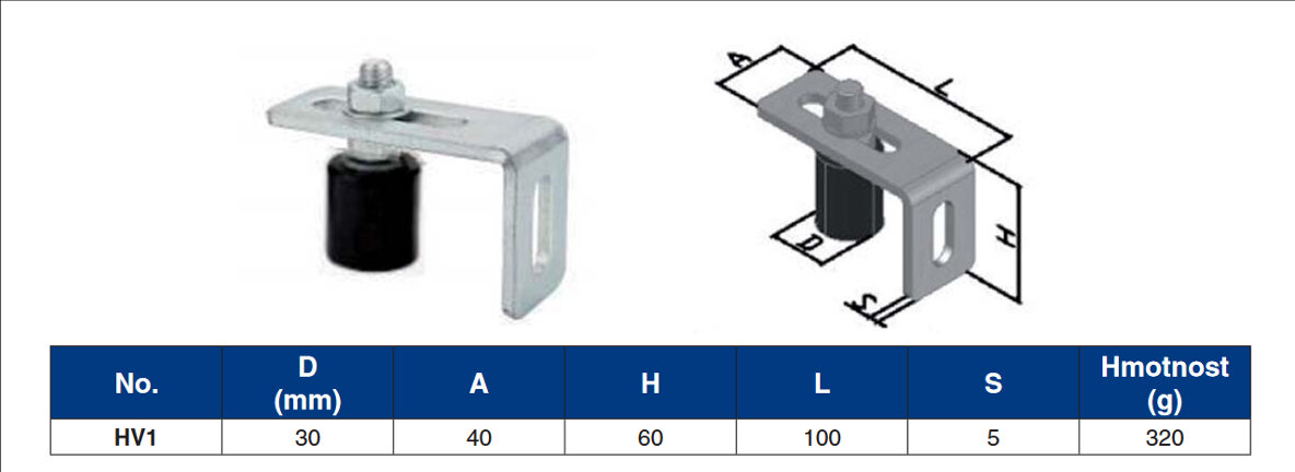 HV1 - Horní vedení brány s jedním válcem- stavitelné