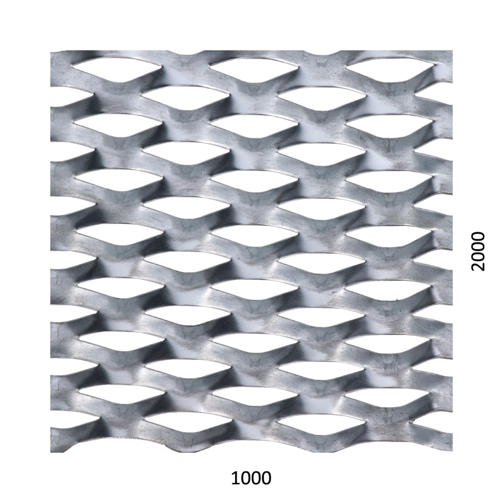 Tahokov Fe kosočtvercové oko: 62x25 mm, můstek: 9 mm (2000x1000x1,5 mm)