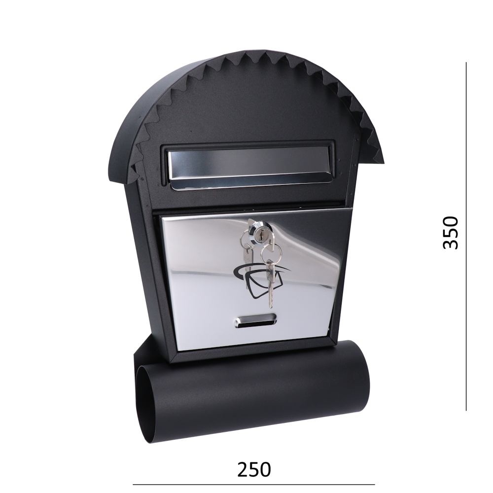 Poštovní schránka (250x350x50mm) nerez / černá, max. formát listu: B6, le