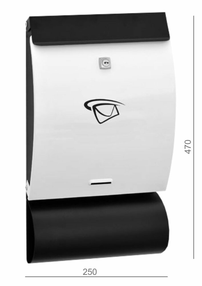 Poštovní schránka, (250x470x65mm) nerez / černá, max. formát listu: C4, le