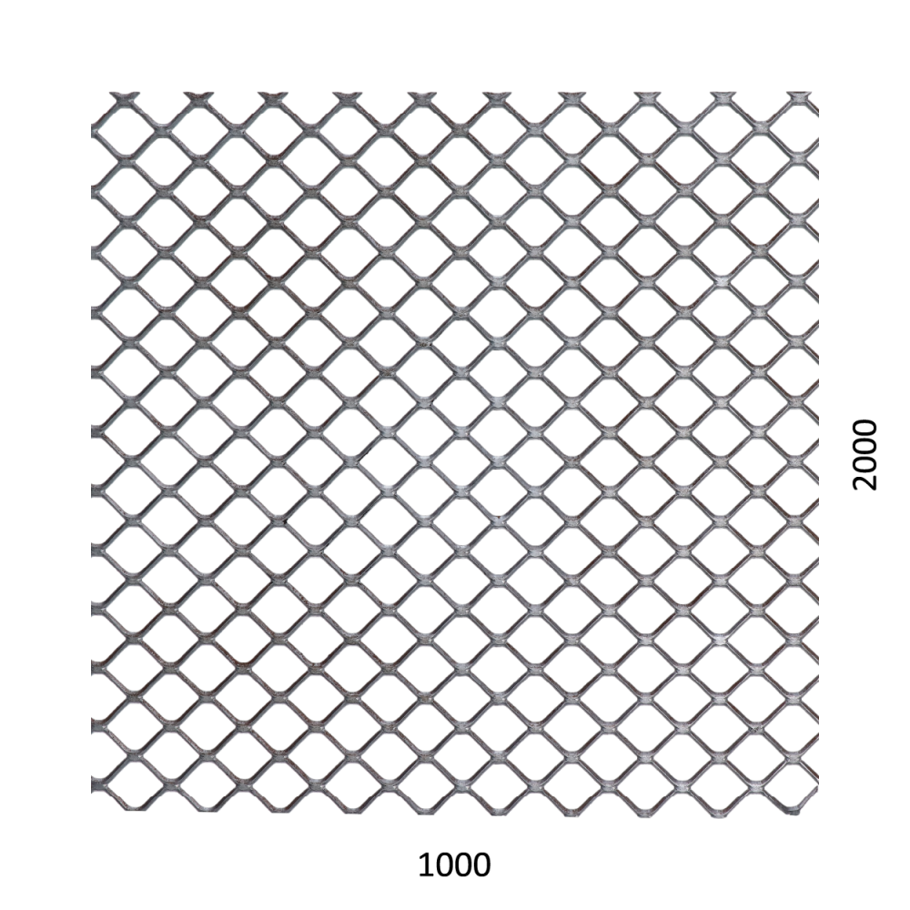 tahokov Zn čtvercové oko: 20x15mm, můstek: 1,7mm (2000x1000x1,5mm)