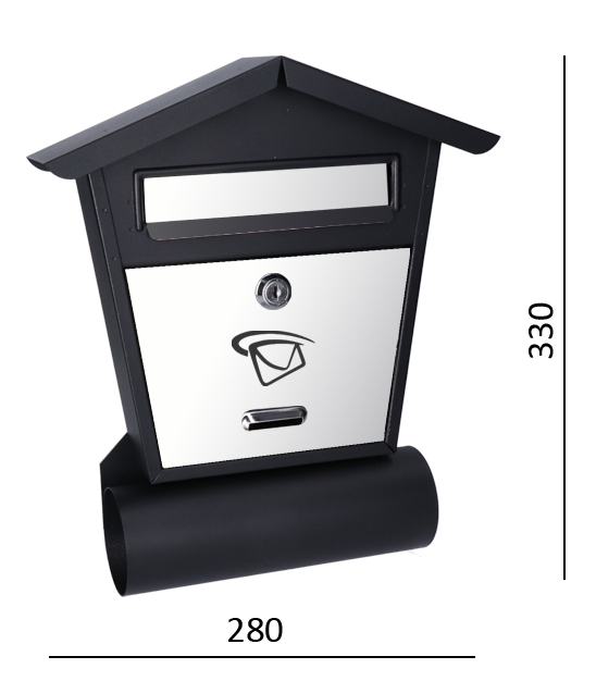 Poštovní schránka (280x330x75mm) nerez / černá, max. formát listu: B6, le