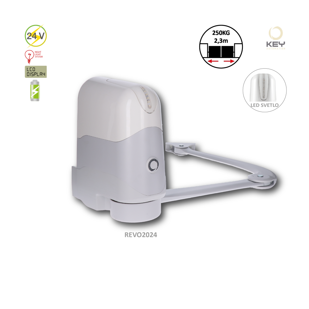 REVO pohon pro křídlovou bránu do 2,3 m/kř., 24 V, 140 W, 120 Nm, (bez elektroniky)