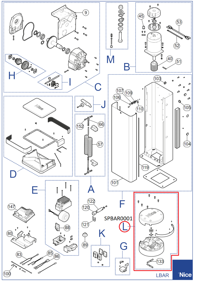 SPBAR0001 sestava držáků ramen M-BAR/L-BAR