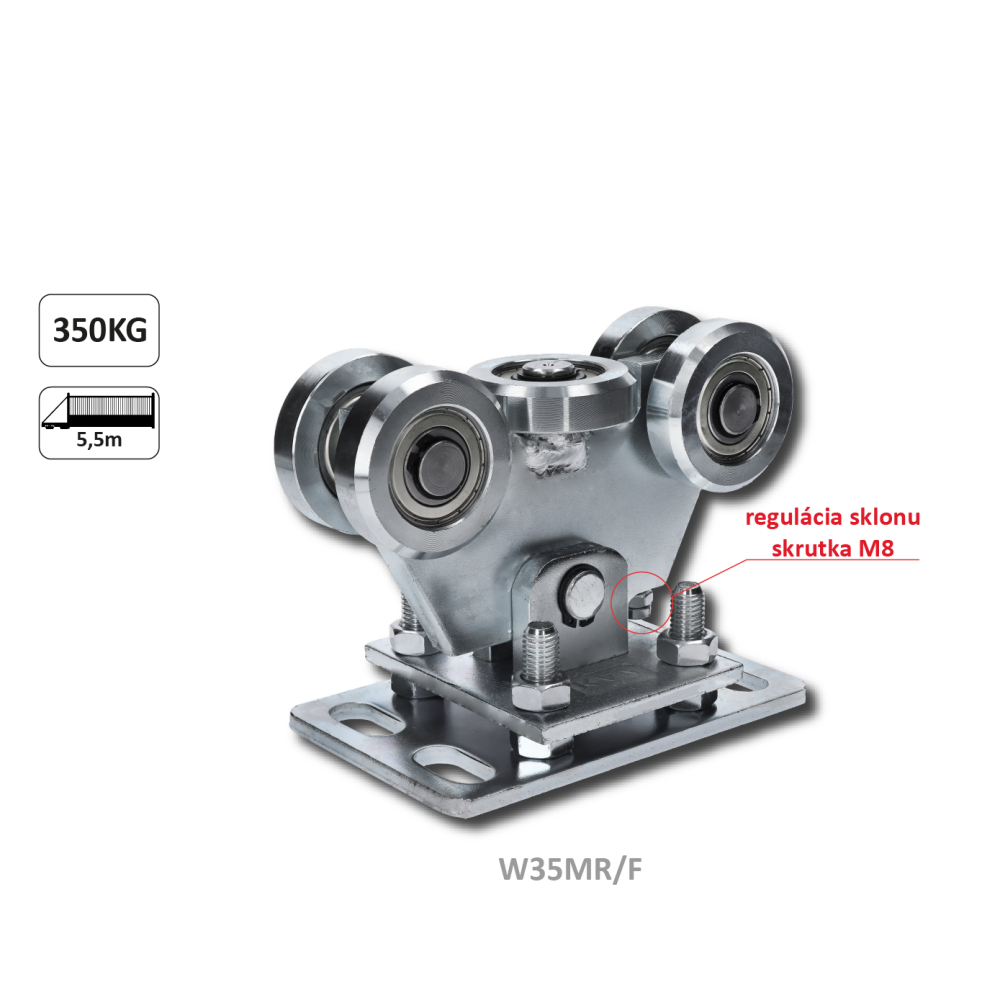 Vozík regulovatelný pro profil 80x80x5 mm, ocelová kolečka, povrch-galvanické zinkování