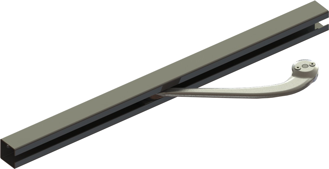 Kluzný mechanismus pro šetření prostoru při otevírání křídlové brány kloubovým pohonem REVO