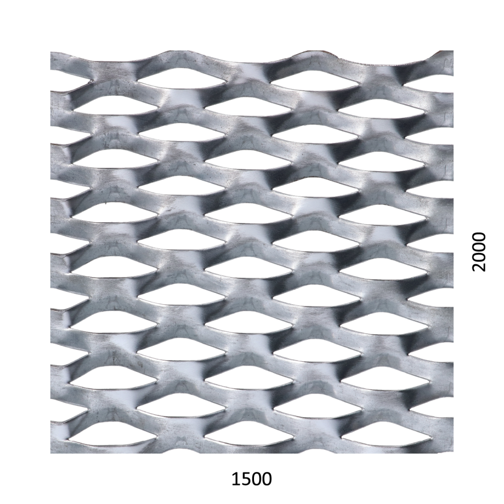 Tahokov Fe kosočtvercové oko: 62x25 mm, můstek: 9 mm (2000x1500x1,5 mm)