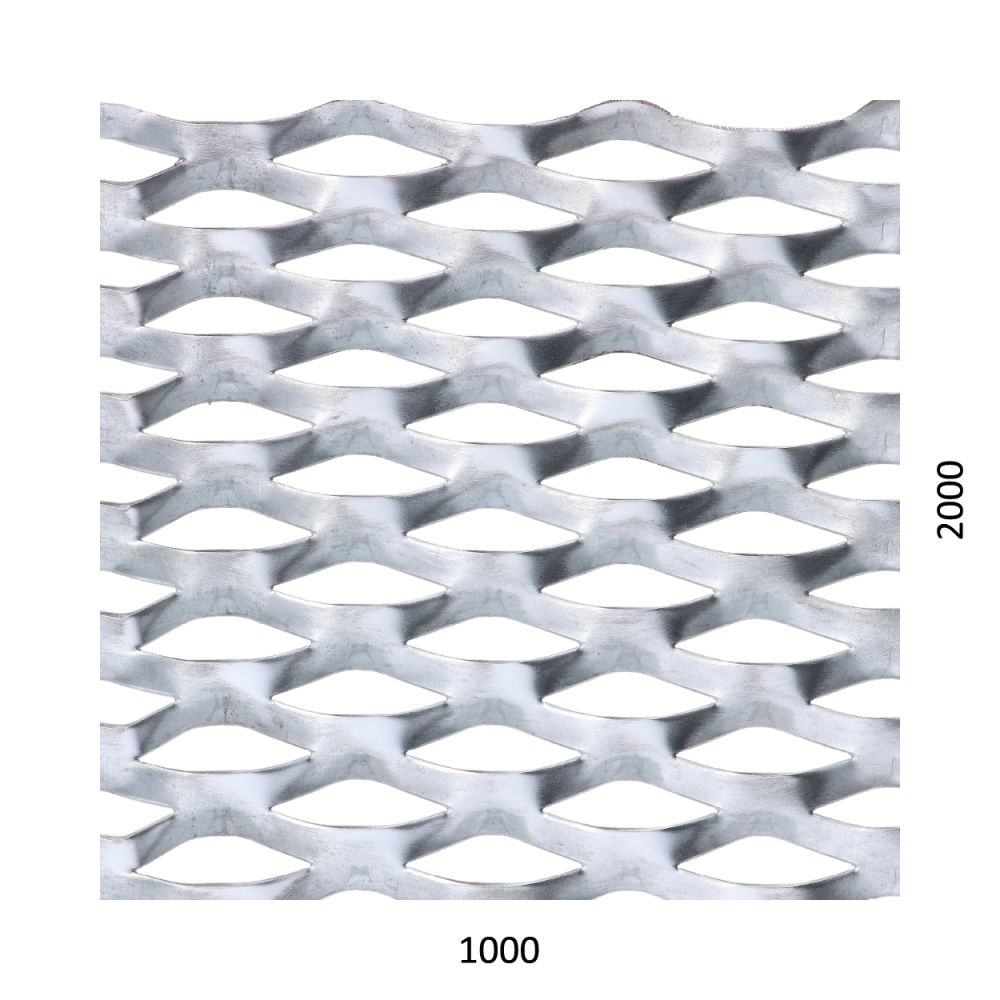 Tahokov Zn kosočtvorcové oko: 62 x 25 mm, můstek: 9 mm (2000 x 1000 x 1,5 mm)