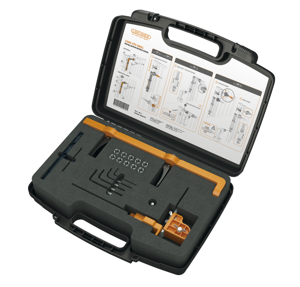 LOCINOX® LION-VTC-DRILL montážní sada s vrtací šablonou pro montáž zavíračů Lion a Verticlose-2