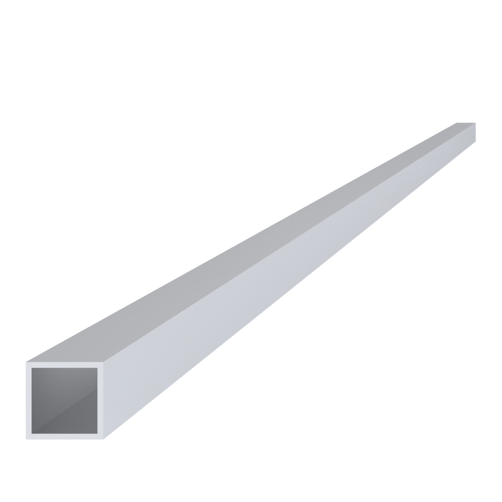 Hliníkový jekl 20x20x1,5 mm, délka 6000 mm, materiál EN AW-6060 T66, přírodní hliník bez povrchové úpravy, cena za kus