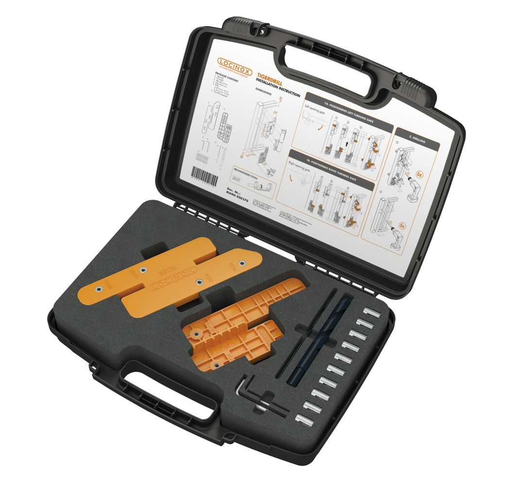 LOCINOX® TIGERDRILL - instalační sada s šablonami a vrtáky pro brány Tiger