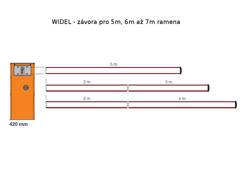 WIDEL - automatická závora pro ramena 5, 6 a 7m