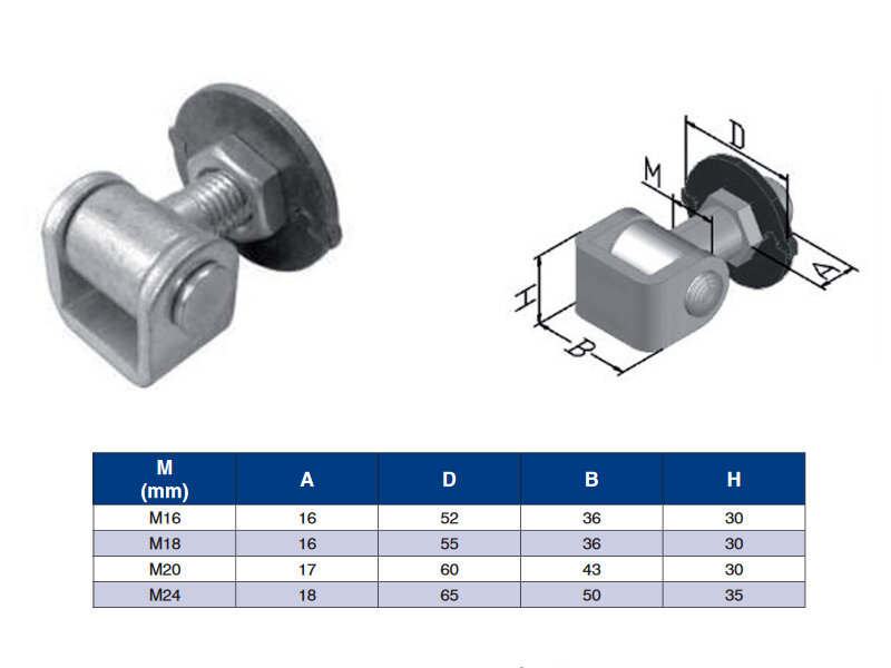 PAVM16 - regulovatelný závěsný pant k navaření