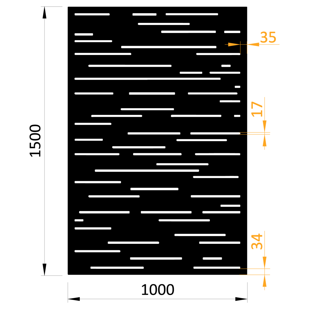 dizajnová kovová výplň, laserom vypálený vzor 8311, rozmer 1000x1500x2,0mm, bez povrchovej úpravy, perforácia 15%